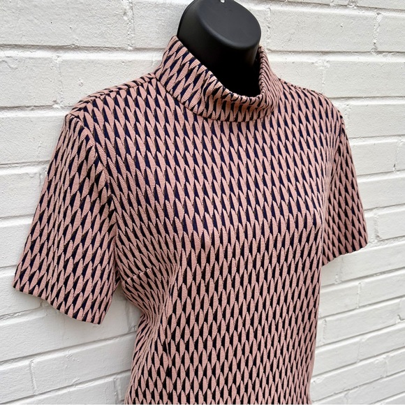 Ann Taylor Pink/Brown/Black Geometric Patterned Top (SZ M) & Skirt (SZ 8) NWOT - Picture 3 of 9